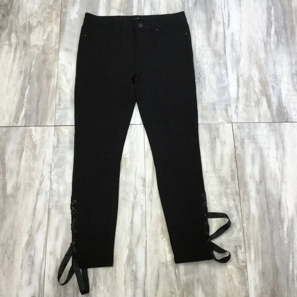 Joe's Jeans Lace Up Skinny Ankle Black Pant 29